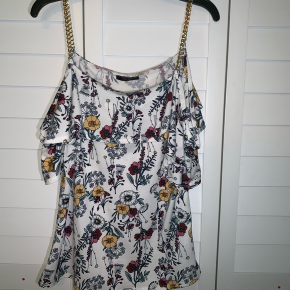 First Love Tops - * First Love Gold Chain Strapped Shoulder Top